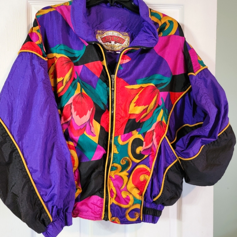 Vintage 80s East West Windbreaker Statement Jacket